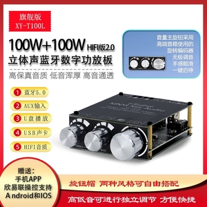 T100L 蓝牙5.0带前级高低音调节立体声数字HIFI功放板模块100W*2