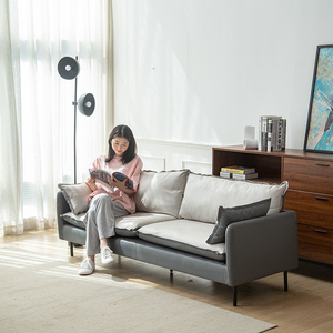 北欧科技布艺小户型皮布沙发简约客厅双三人位现代公寓卧室轻奢款