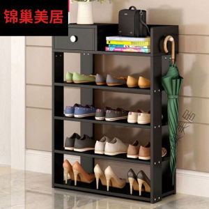 木制鞋柜放家居墙边门厅门口加厚木鞋橱挂雨伞勾k62-五层60cm黑柳