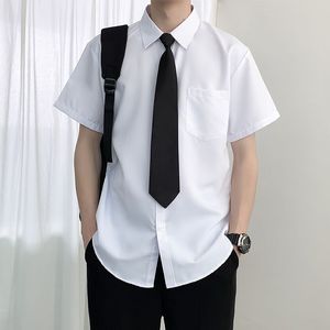 JK日系男衬衣领带女懒人学院风黑色免打衬衫夏季长短款拍毕业照夏
