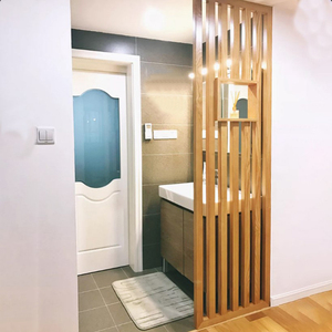 北欧简约卫生间干区实木隔断客厅入户玄关洗手台木格栅木条屏风