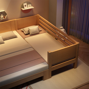 儿童床实木加高护栏拼接床婴儿床拼接大床男女孩床边加宽床单人床