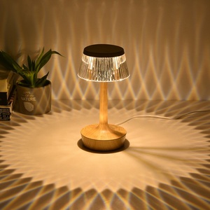 创意蘑菇水晶钻石台灯USB触摸投影氛围灯卧室床头礼品led小夜灯具