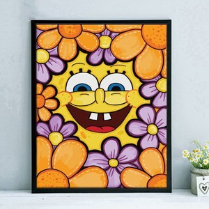 海绵宝宝数字油画卡通动漫填色画儿童diy手工填充绘画涂鸦装饰画