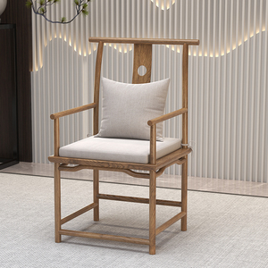 胡桃色老榆木圈椅新中式茶椅太师椅禅意喝茶主宾客椅茶楼茶座椅子