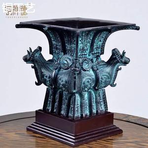 青铜器仿古摆件四羊方尊酒尊酒器古玩铜工艺品摆件做旧厂家直销