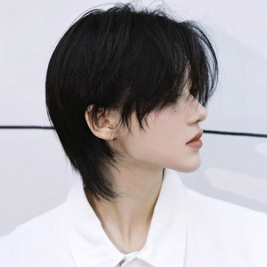 假发男短发韩版帅气鲻鱼头中分狼尾头发型自然仿真武士头全头套式