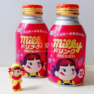 日本进口不二家milky复古牛奶妹牛乳味饮品含乳饮料260ml铝罐