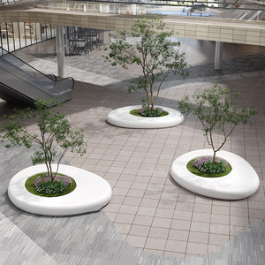 玻璃钢树池座椅公园园林长凳景观休闲椅创意异形座椅户外坐凳定制