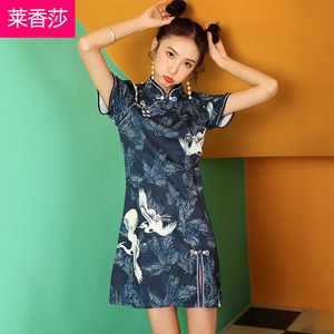 新式旗袍改良版连衣裙夏季修身短款中国风年轻款少女学生可爱甜美