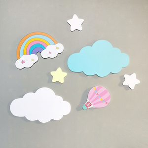 北欧风云朵彩虹星星墙贴补洞遮挡儿童房墙面装饰创意遮丑贴纸贴画