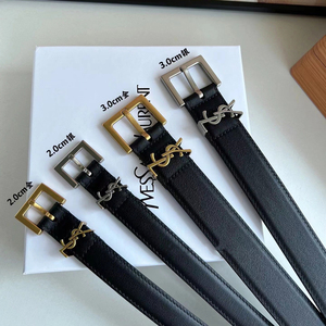 代购新款ysl圣罗兰女士皮带复古做旧金扣字母logo牛皮男腰带2/3cm