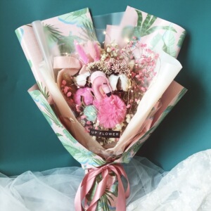 韩式ins火烈鸟许愿花束满天星干花告白送女友闺蜜生日礼物拍照