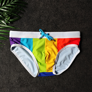 男生三角游泳裤六色彩虹gay性感低腰潮流网红同款可加内垫可拆卸