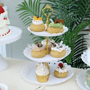 甜品台蛋糕架子塑料欧式点心架多层三层家用托盘水果盘婚礼展示架