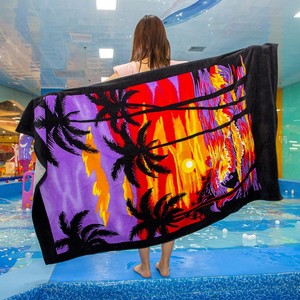 欧美夏威夷海岛风情椰树纯棉超大号浴巾街头嘻哈游泳沙滩运动毛巾