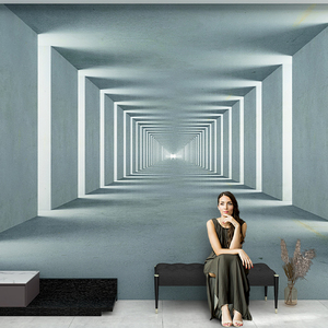 3d立体个性科技感视觉延伸空间壁纸网咖电竞馆办公室前台背景墙纸