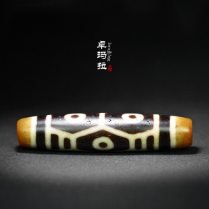 西藏天然真品龙六眼天珠牙黄高油老料天然九眼页岩链锁骨项链吊坠