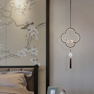 新中式小吊灯全铜中国风装饰卧室床头LED单头餐厅吧台玄关吊线灯