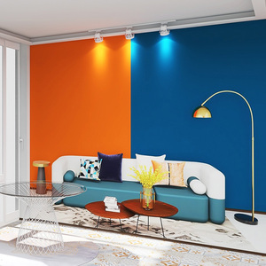 北欧风现代简约爱马仕橙色墙纸高端大气沙发背景墙橘色壁纸直播室