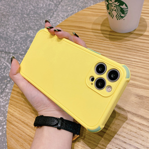 适用于苹果12手机壳简约时尚纯色iphone12四角防摔保护套全包镜头12