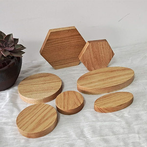 橡木块圆形椭圆六角实木简约项链架手链架耳饰品原木板材diy材料