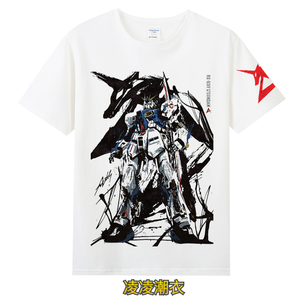 机动战士高达 逆袭的夏亚rx-93ff gundam个性潮流宽松纯棉短袖t恤