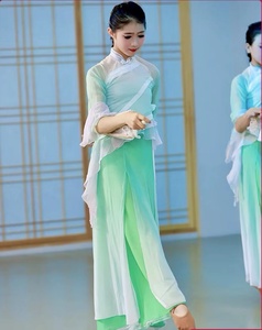 儿童古典舞演出服飘逸女童练功服中国舞民族舞剧目表演扇子舞套装