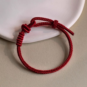 手工编织八股编手绳半成品DIY可穿转运珠黄金饰品红绳手链女