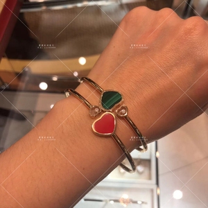 代购 chopard萧邦 18k玫瑰金happy diamonds icons爱心手镯女