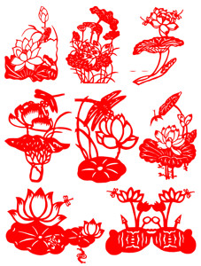 手工剪纸成品花鸟荷花荷叶蜻蜓传统窗花剪纸刻纸中国风幼儿园儿童