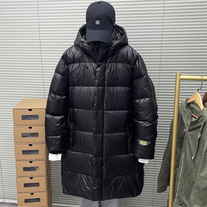 黑金羽绒服男中长款冬装2022新款潮加厚秋冬季保暖过膝长款外套ag