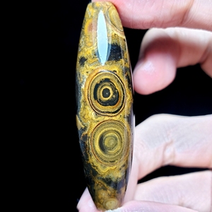 【阴阳两眼幸福珠】蒙天珠四子王旗钱币石九眼石页岩项链吊坠挂件