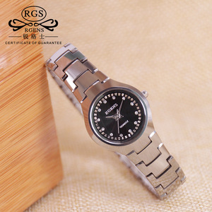 钨钢圆型女表钨钢带手表防水商务女士手表时尚腕表石英表