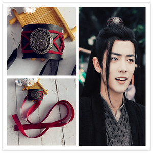 陈情令魏无羡肖战同款发冠发扣蓝忘机发带抹额酒红色魏婴汉服古风