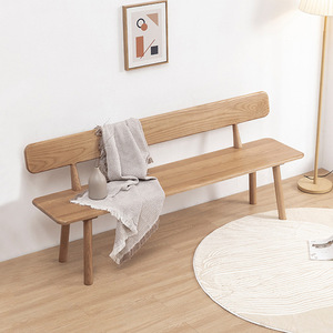 北欧实木长凳带靠背家用长条凳子原木简约现代长板凳餐厅餐桌长椅