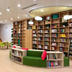 早教幼儿园环创阅读区绘本馆环形软凳圆形坐凳书架 图书馆弧形书