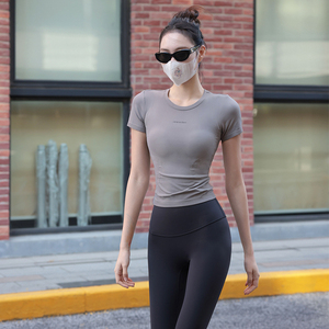 Beemen瑜伽服女运动上衣2024新款速干显瘦紧身跑步健身短袖t恤夏