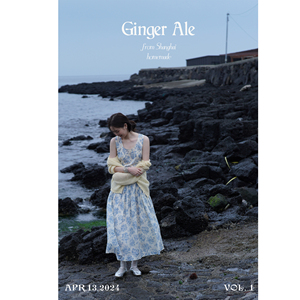 Ginger ale 古典腰线无袖圆领连衣裙 集丝坊刺绣/蓝色印花