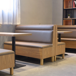 餐饮店沙发奶茶店卡座靠墙卡座定做长条沙发西餐厅酒店桌椅组合