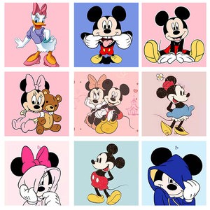 卡通迪士尼米奇米妮 diy数字油画手绘填色减压装饰画 画画油彩画