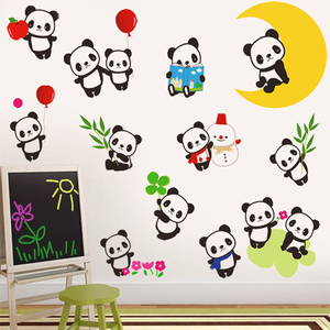 竹子熊猫3d立体墙贴幼儿园教室布置装饰贴画儿童房可移除自粘壁纸