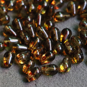 6x9mm捷克珠玳瑁色竖孔水滴珠琉璃珠手工手作耳饰品diy配件材料