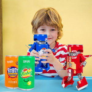 网红儿童变形玩具汽水武士易拉罐可乐饮料机器人男孩益智金刚3岁