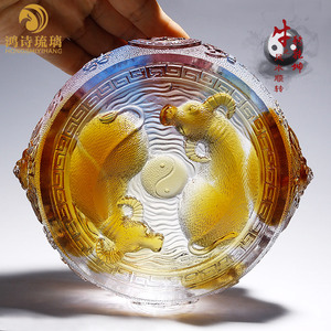 沐霖茶艺馆淘宝实心纯铜扭转乾坤八卦双牛风水牛生肖牛复古茶玩镇纸