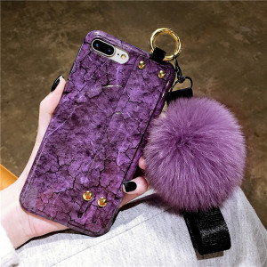 苹果x手机壳xsmax新款iphone xs max冬季毛绒7p潮牌紫色腕带支架8plus