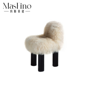 玛斯菲诺现代简约三脚羊驼休闲椅客厅轻奢千鸟格单人沙发北欧家具