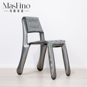 玛斯菲诺北欧单椅设计师异形不锈钢餐椅简约客厅现代网红椅子家具