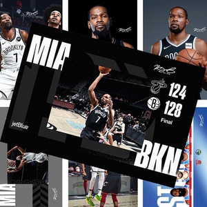 nba明星篮网三巨头哈登欧文杜兰特海报墙贴纸明星宿舍贴画送同学