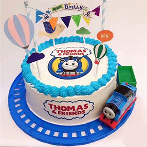生日蛋糕装饰 会跑的托马斯小火车 轨道带音乐灯光